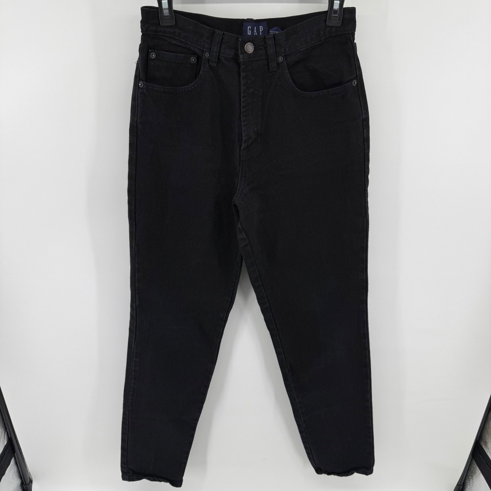 Gap Classic Fit High‎ Rise Tapered Leg Black Denim Jeans Womens 8 Long Gorpcore